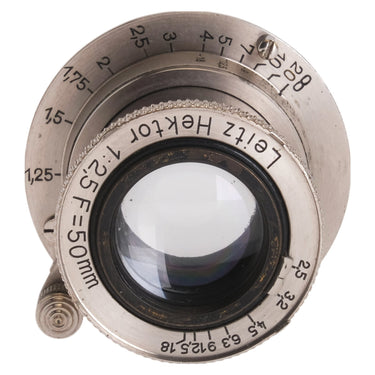 Leitz Hektor 50mm f2.5 lens front element and engraved Leitz Hektor name ring