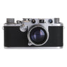 Leica IIIf Red Dial front view with 5cm f2 Summitar lens mounted