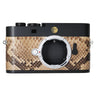 Leica M EV1 front view with python skin covering and bare M bayonet mount