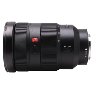 Sony FE 24-70mm f2.8 GM side profile with G logo, AF/MF switch and E-mount