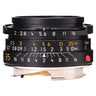 Mandler 35mm f2 7-Element lens front three-quarter view showing aperture and distance scales