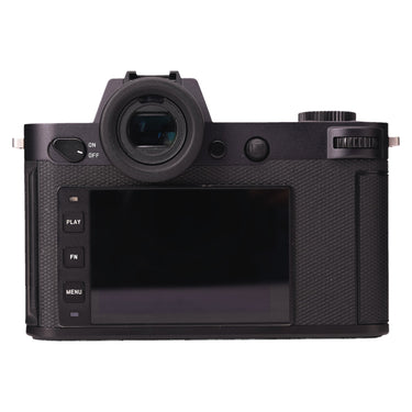 Leica SL2 rear view with LCD screen, viewfinder, and controls