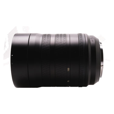 Hasselblad XCD 35-100mm lens side profile showing 75-100 zoom markings