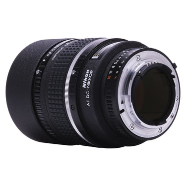 Nikon AF DC-Nikkor 105mm f2 D angled view of rear mount and rear element