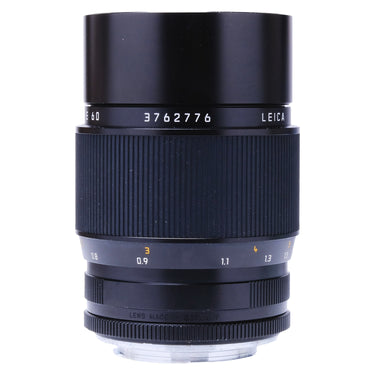 Leica APO-Macro-Elmarit-R 100mm f2.8 side view showing serial number and Leica Made in Germany engraving