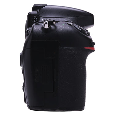 Nikon D800 left side showing the memory card slot door