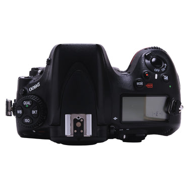 Nikon D800 top plate with mode dial, hot shoe, and control panel