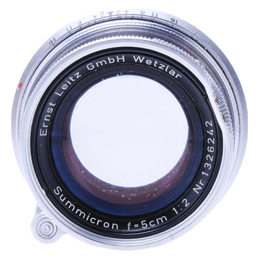 Ernst Leitz Wetzlar Summicron f=5cm 1:2 front engraving and coated front element