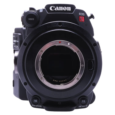 Canon EOS C200 front view showing EF mount and sensor