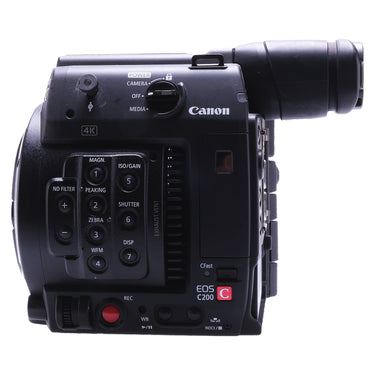 Canon EOS C200 right side control panel and viewfinder