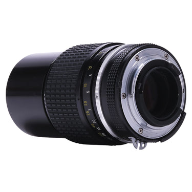 Nikon 200mm f4 AI rear mount and focus rings, angled view