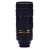 Nikon 70-200mm f2.8E FL ED VR lens standing upright showing zoom scale and focus window