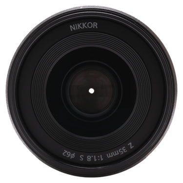 Nikon Z 35mm f1.8 S front element with NIKKOR Z 35mm 1:1.8 S marking