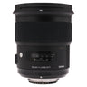 Sigma 50mm f1.4 DG Art front-quarter view showing distance scale, serial and F mount