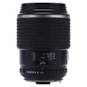 Pentax FA 645 120mm f4 Macro lens standing upright showing distance scale and aperture ring