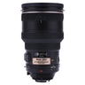 Nikon 200mm f2G ED VR standing upright, name plate and focus distance window with switches