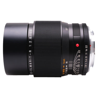 Leica APO-Macro-Elmarit-R 100mm f2.8 side view with aperture and depth-of-field scale