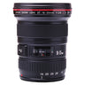 Canon EF 16-35mm f2.8 L II USM front barrel showing name ring, focus window and zoom scale