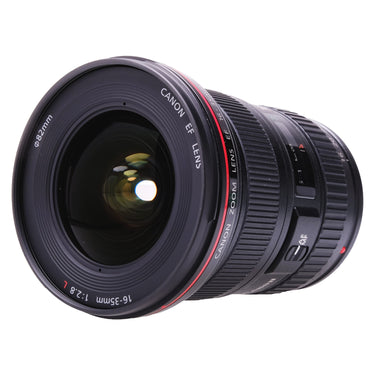 Canon EF 16-35mm f2.8 L II USM front three-quarter view of front element