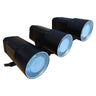 Flashpoint XPLOR600 PRO TTL R2 monolights, front reflector view of three strobe heads