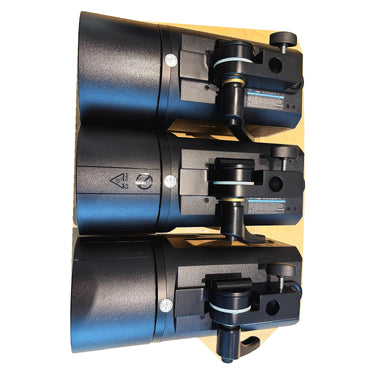 Flashpoint XPLOR600 PRO TTL R2 strobes bottom view showing mounts and QC Pass labels
