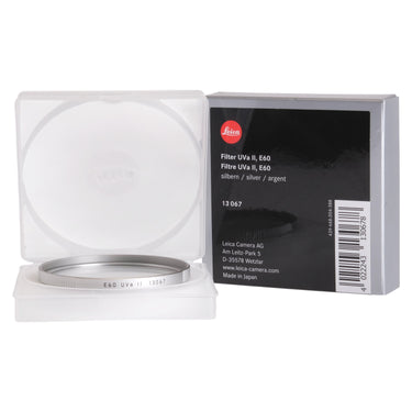 Leica E60 UVa II silver filter with original box and plastic case