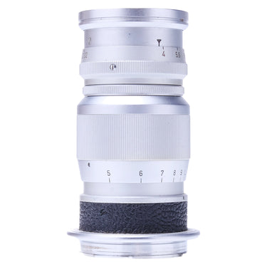 Leica 9cm f4 Elmar side view showing focus distance scale