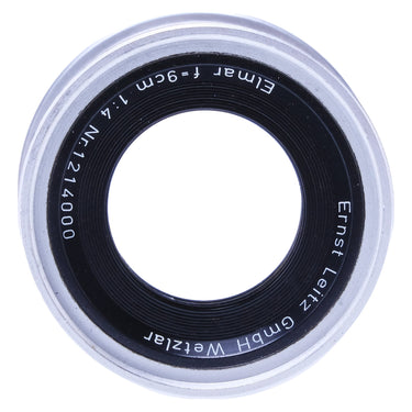 Leica 9cm f4 Elmar front element engraving with serial number 1214000