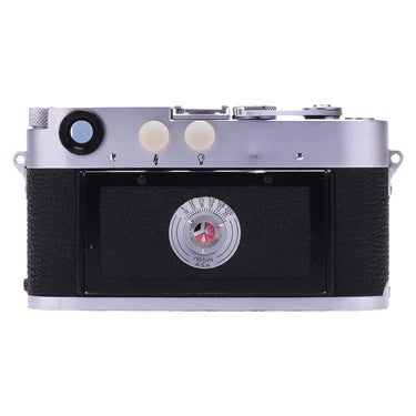 Leica M3 rear view showing eyepiece and film-back ASA reminder dial
