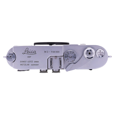 Leica M3 top plate with Leica engraving, M3 738069 serial, and shutter speed dial