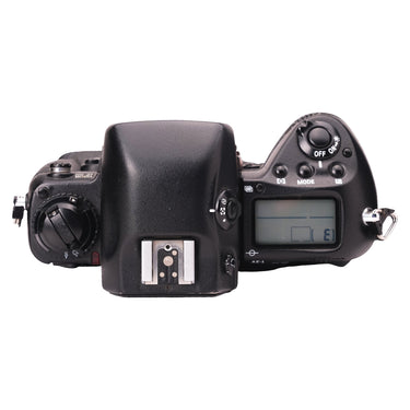 Nikon F5 top plate with LCD, hot shoe, and mode controls