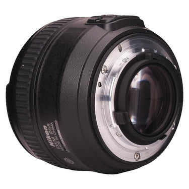 Nikon AF-S Nikkor 50mm f1.4G angled rear view showing mount and serial label