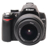 Nikon D5000 with 18-55mm VR lens, front view