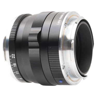 Carl Zeiss Planar 2/50 ZM rear three-quarter view showing Leica M bayonet mount