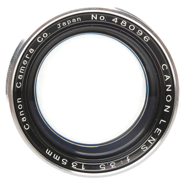 Canon 135mm f3.5 lens front element with serial number 48096 engraving