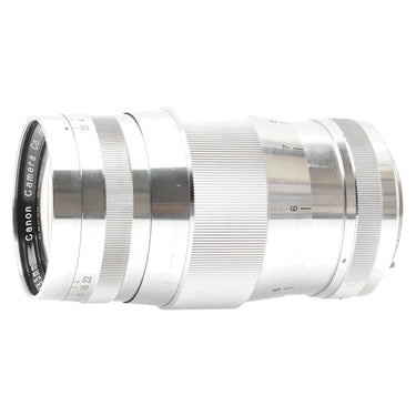 Canon 135mm f3.5 lens opposite side view showing focus scale