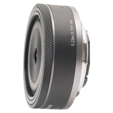 Canon RF 28mm F2.8 STM side profile showing 0.23m focus distance marking