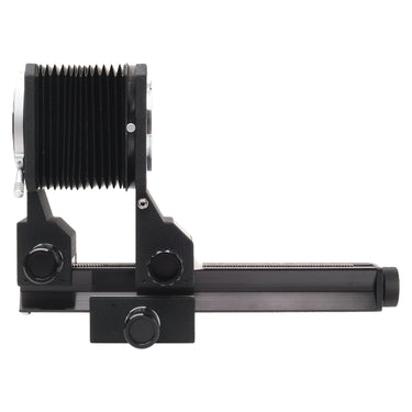 Canon FD Auto Bellows side view with bellows partly extended on the focusing rail