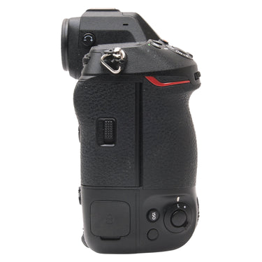 Nikon Z9 left side showing card slot cover and diopter dial