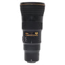 Nikon AF-S 500mm f5.6E PF ED lens standing upright, front barrel and focus scale window