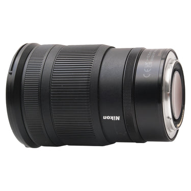 Nikon Z 24-120mm f4 S side view with front cap and rear mount