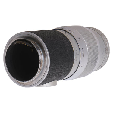Leica Hektor lens rear end angled, bare mount opening with glass separation visible