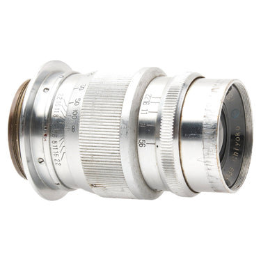 Chiyoko Tele Rokkor 11cm f5.6 side view with focus and aperture rings