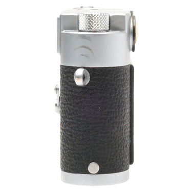 Leica M3 left side view with knurled rewind knob and strap lug
