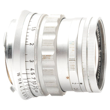Leica 5cm f2 Summicron barrel side view with focus and distance scales