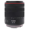 Canon RF 20-50mm f4 L side view showing zoom scale, Canon logo, and stabilizer and AF/MF switches