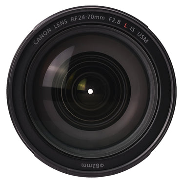 Canon RF 24-70mm f2.8 L IS USM front element with 82mm filter marking