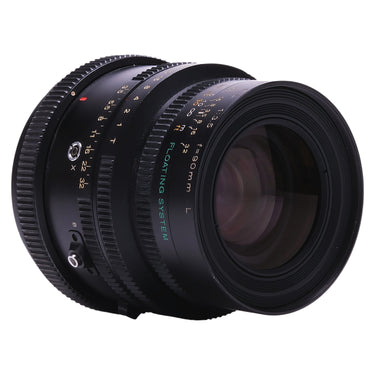 Mamiya K/L 90mm f3.5 L lens angled view showing front glass element