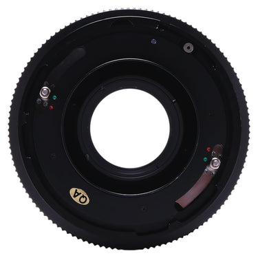 Mamiya K/L 90mm f3.5 L lens rear mount view with QA marking