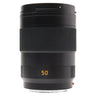 Leica APO-Summicron-SL 50mm f2 front view with lens hood mounted and 50 marking